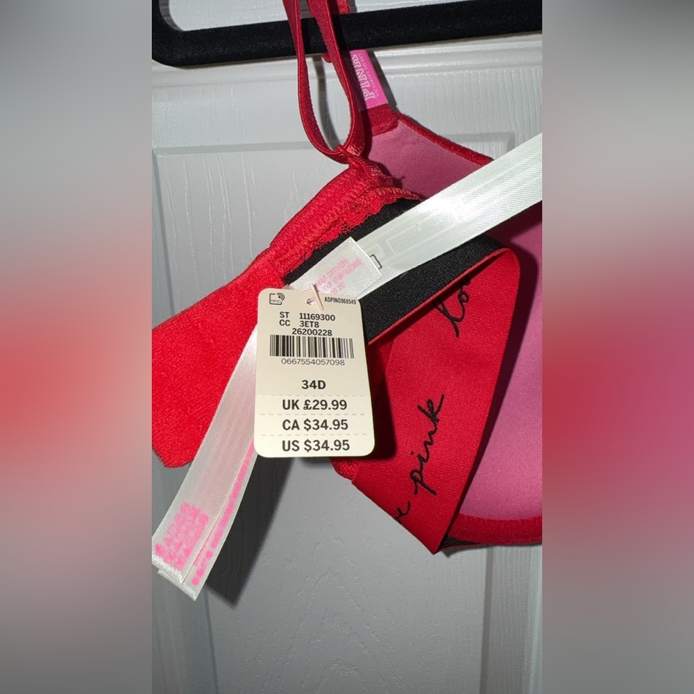 PINK Victoria's Secret Red Cheetah Laced Push Up Bra - Picture 4 of 5